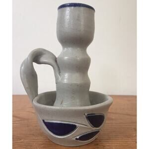Vtg Colonial Williamsburg Pottery Salt Glaze Taper Candlestick Holder 4.75" Sm